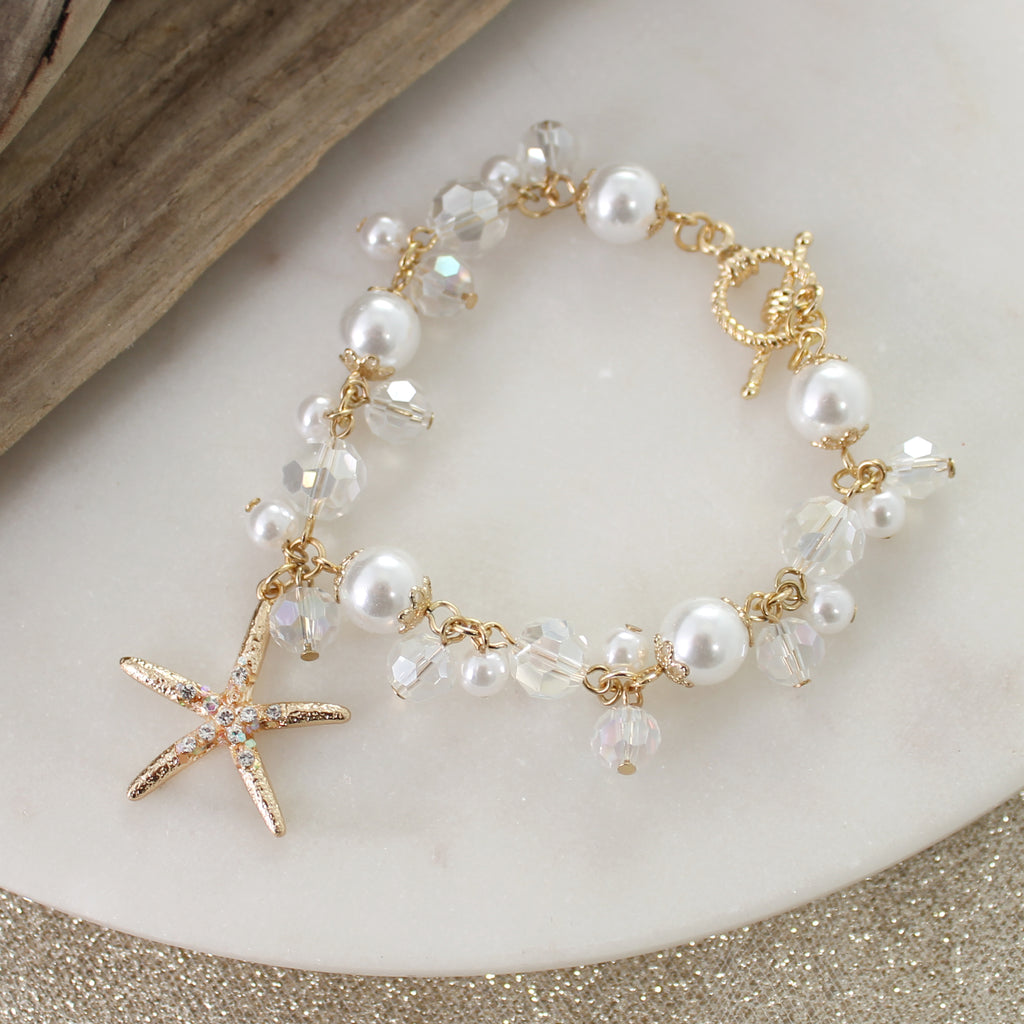 Gold Starfish Toggle Clasp Bracelet