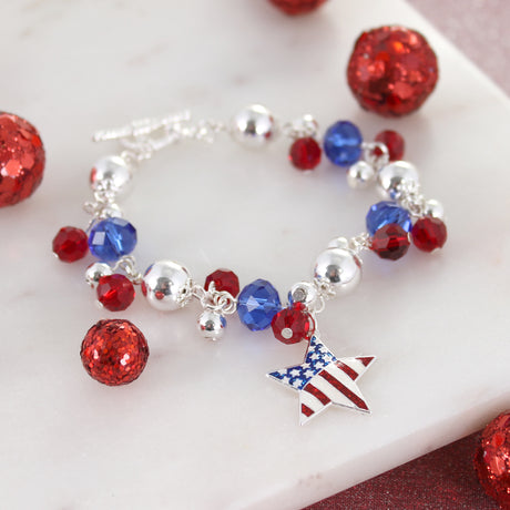 Patriotic Flag Star Toggle Clasp Bracelet