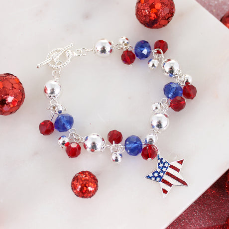 Patriotic Flag Star Toggle Clasp Bracelet