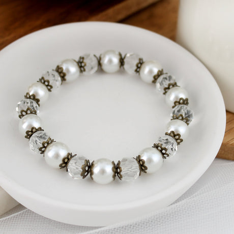 Vintage Crystal & Pearl Stretch Bracelet