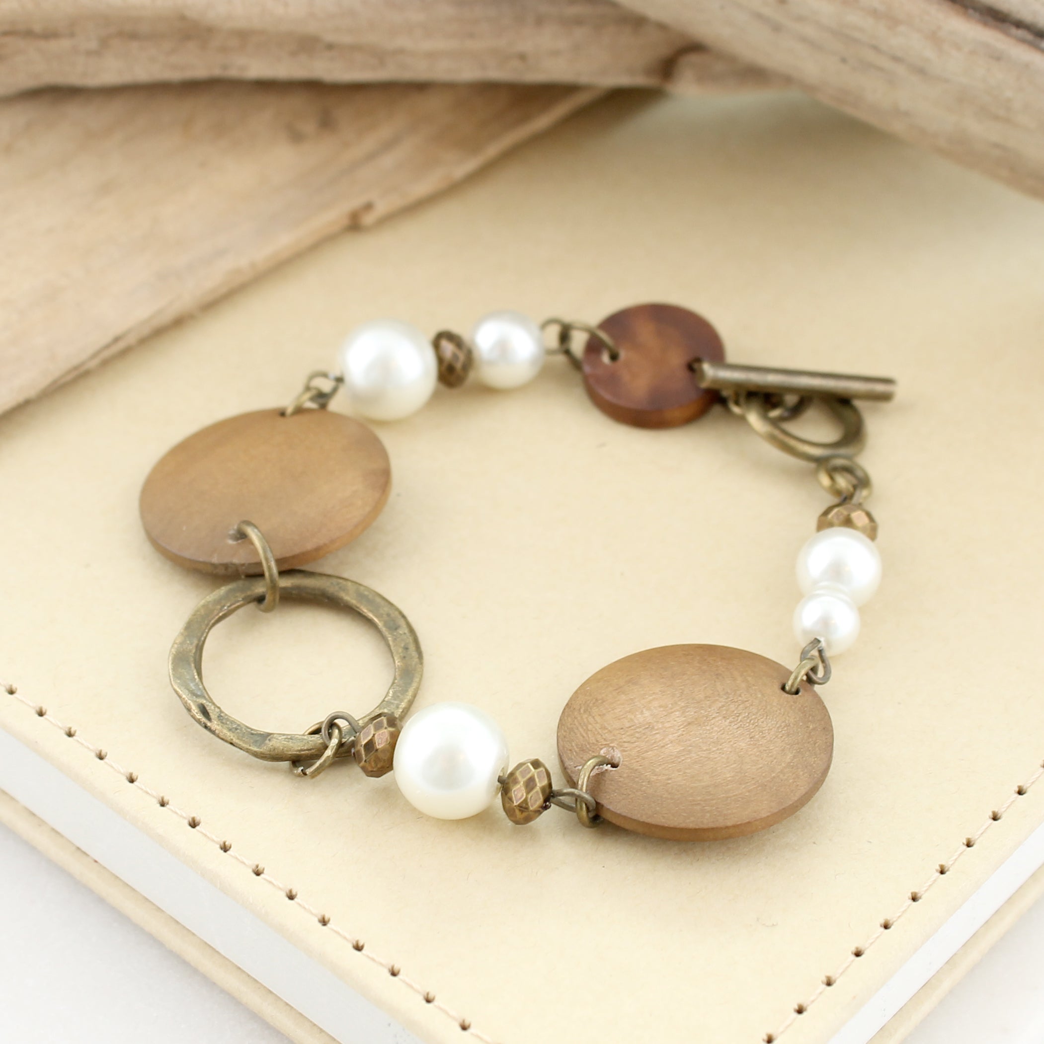 Wood Bead & Wood Disc Bracelet