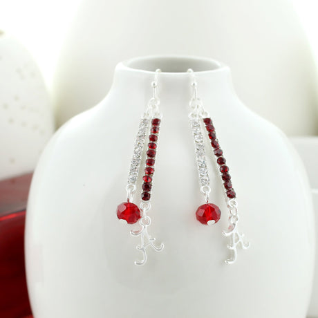 Alabama Logo & Crystal Bar Earrings