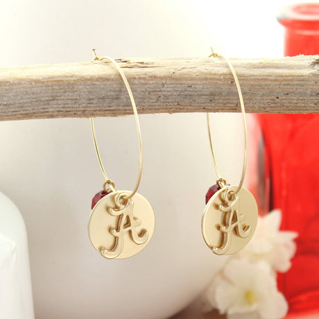 Alabama Matte Gold Logo Hoop Earrings