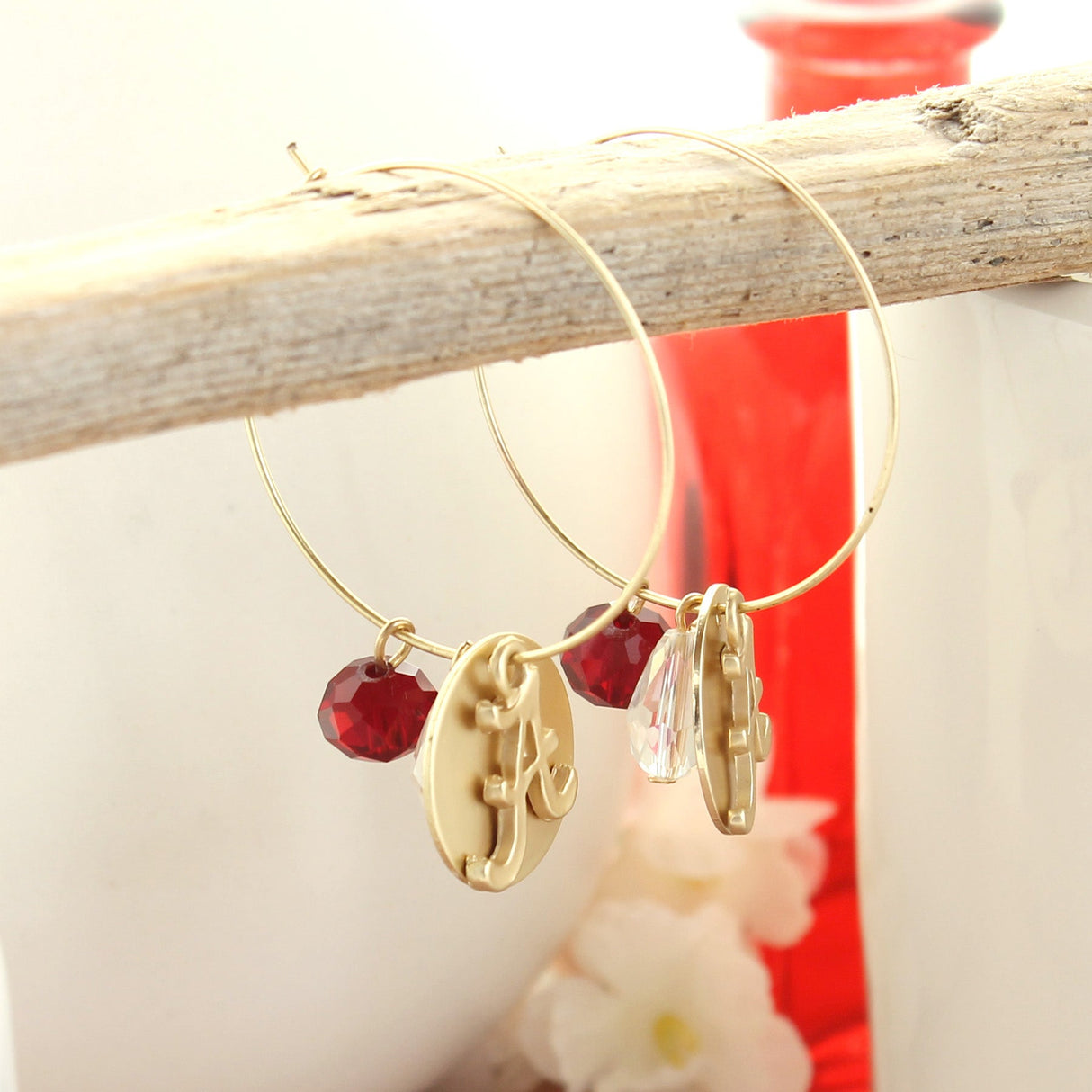 Alabama Matte Gold Logo Hoop Earrings