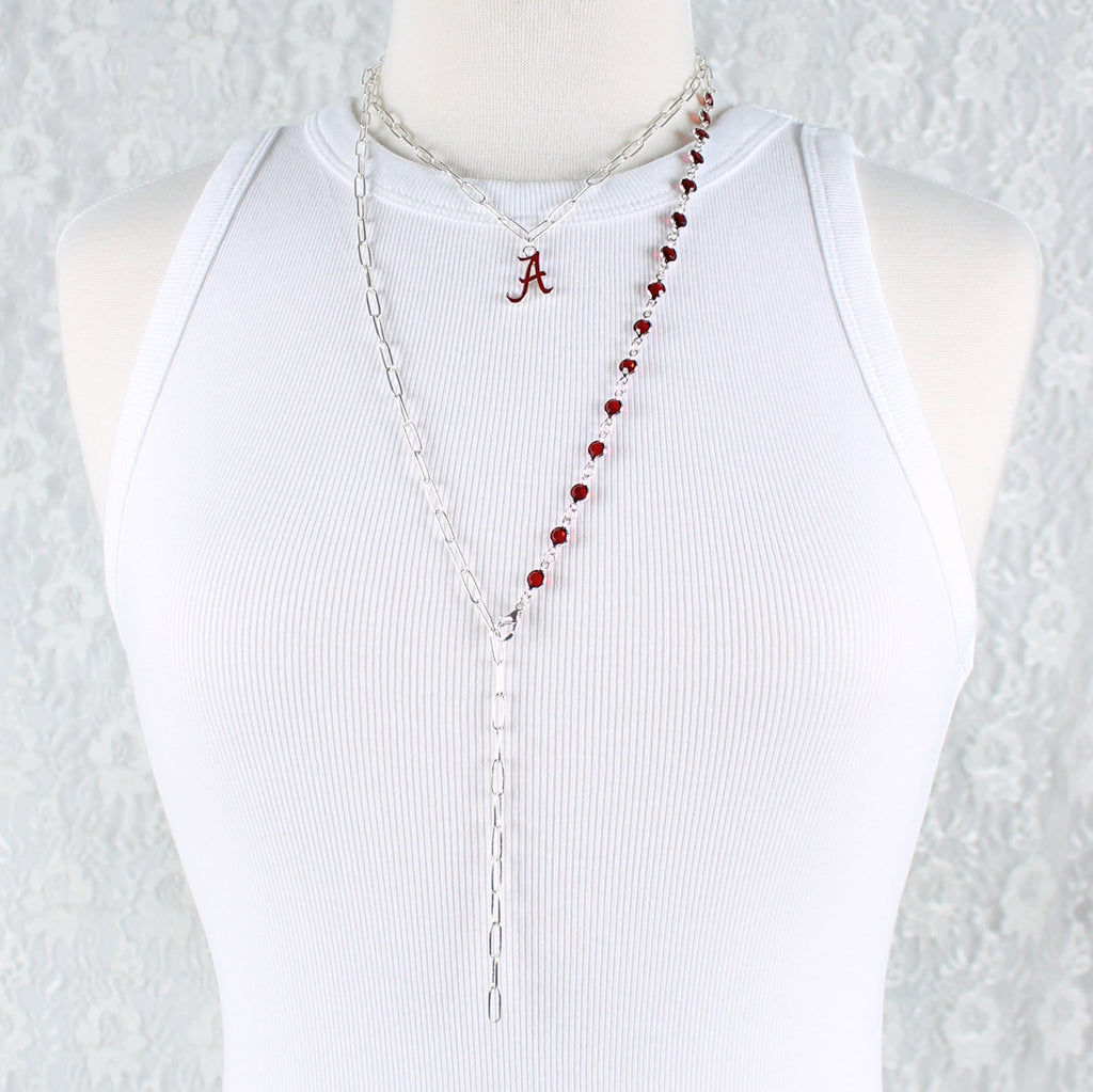 18 - 32” Alabama Paperclip Chain & Enamel Logo Necklace Set