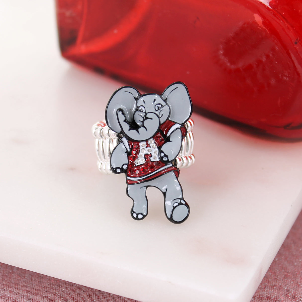 Alabama "Big Al" Crystal Logo Stretch Ring