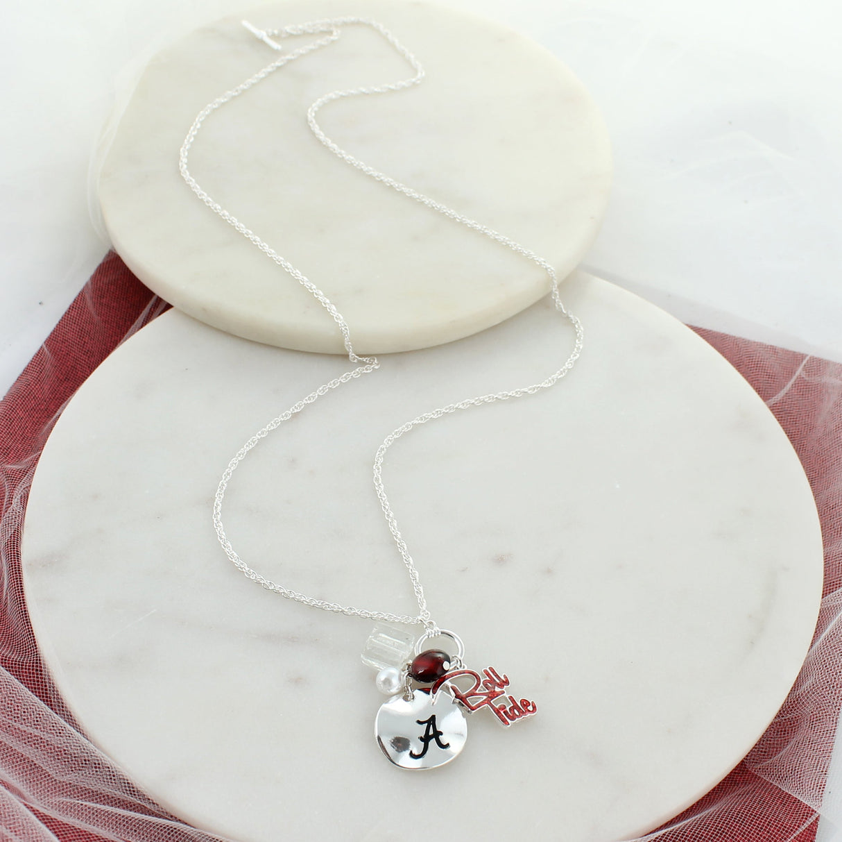 18 - 36” Alabama Logo Disc & Slogan Cluster Convertible Necklace