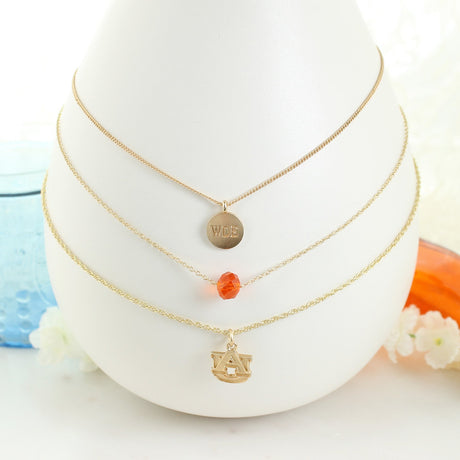 16” - 20” Auburn Matte Gold Logo Trio Necklace Set