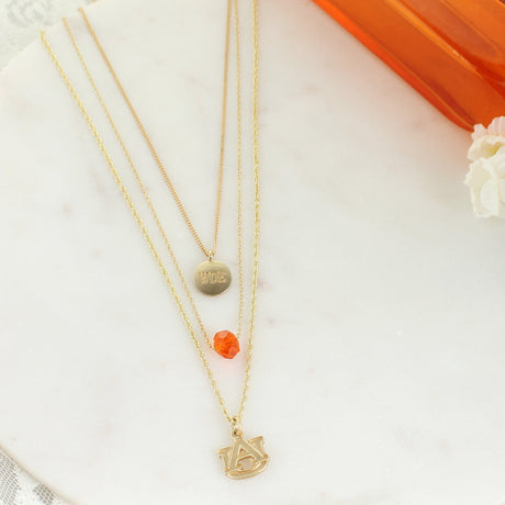 16” - 20” Auburn Matte Gold Logo Trio Necklace Set