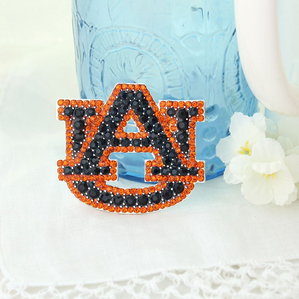 Auburn Crystal Logo Pin