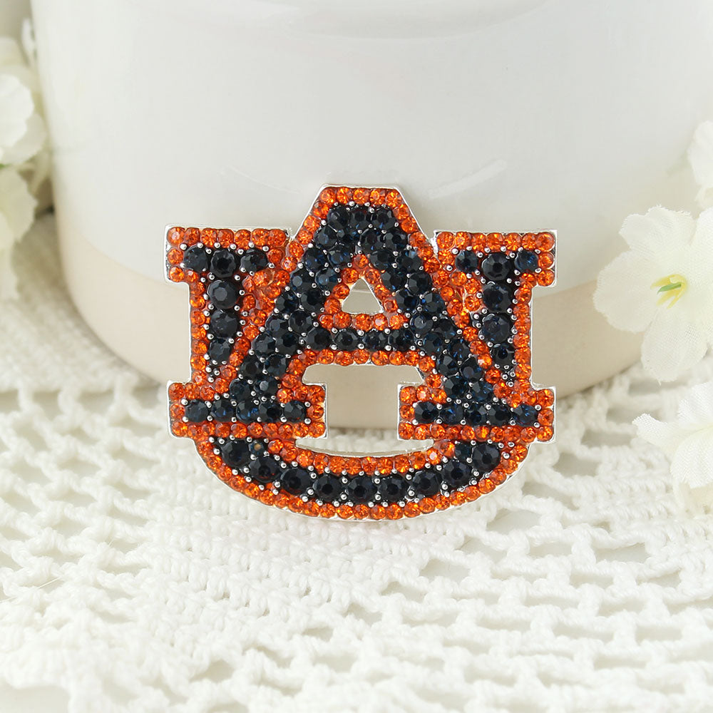 Auburn Crystal Logo Pin