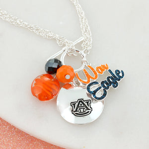 18 - 36” Auburn Logo Disc & Slogan Cluster Convertible Necklace