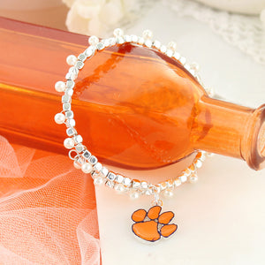 Clemson Enamel Logo & Pearl Bracelet