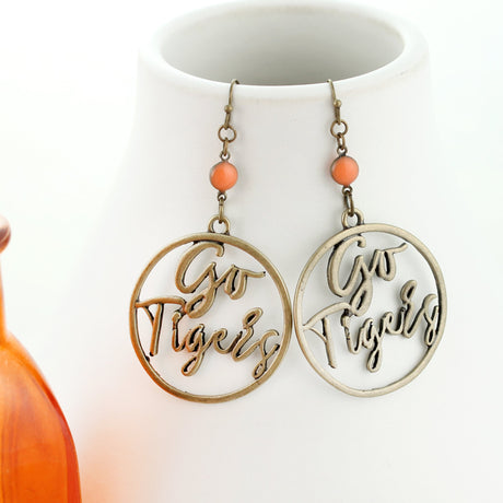 Clemson Vintage Style Cutout Slogan Earrings