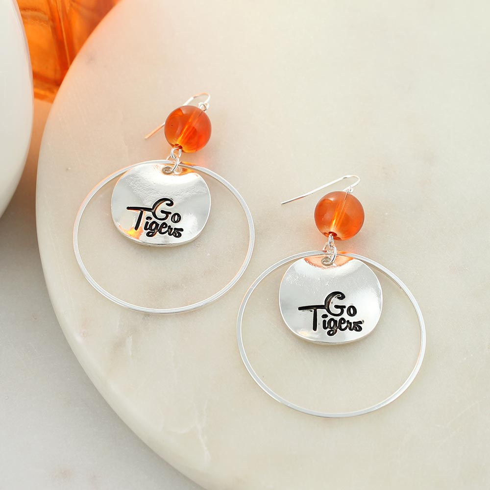 Clemson Slogan Disc Earrings