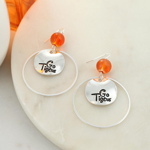 Clemson Slogan Disc Earrings