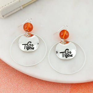 Clemson Slogan Disc Earrings