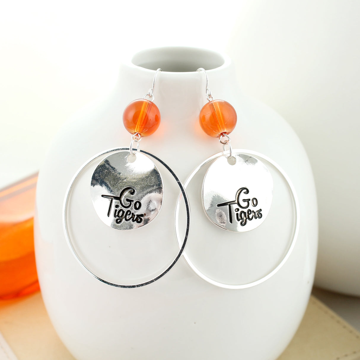 Clemson Slogan Disc Earrings