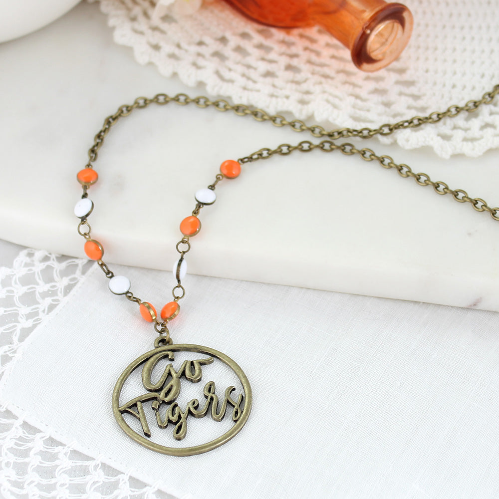 34” Clemson Vintage Style Cutout Slogan Necklace