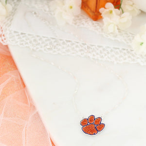 Clemson Crystal Logo Necklace