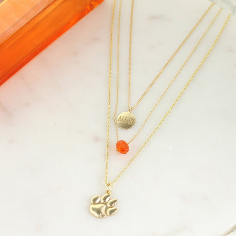 16” - 20” Clemson Matte Gold Logo Trio Necklace Set