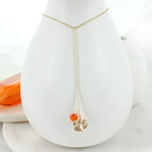 32” Clemson Matte Gold Logo Y-Necklace