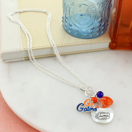 Florida Logo Disc & Slogan Cluster Convertible Necklace