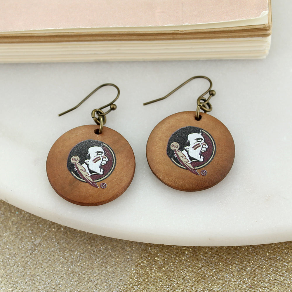 Florida State Logo Wood Disc Earrings