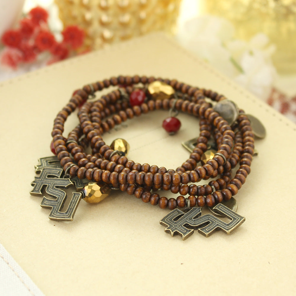 Florida State Wood Bead Stretch Necklace/Bracelet