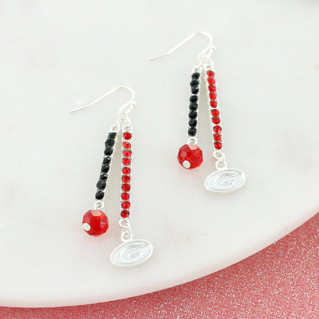 Georgia Logo & Crystal Bar Earrings