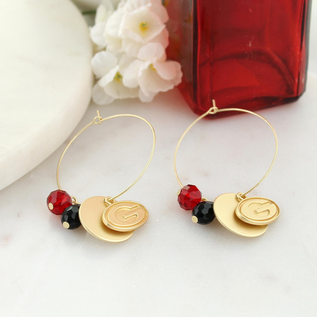 Georgia Matte Gold Logo Hoop Earrings