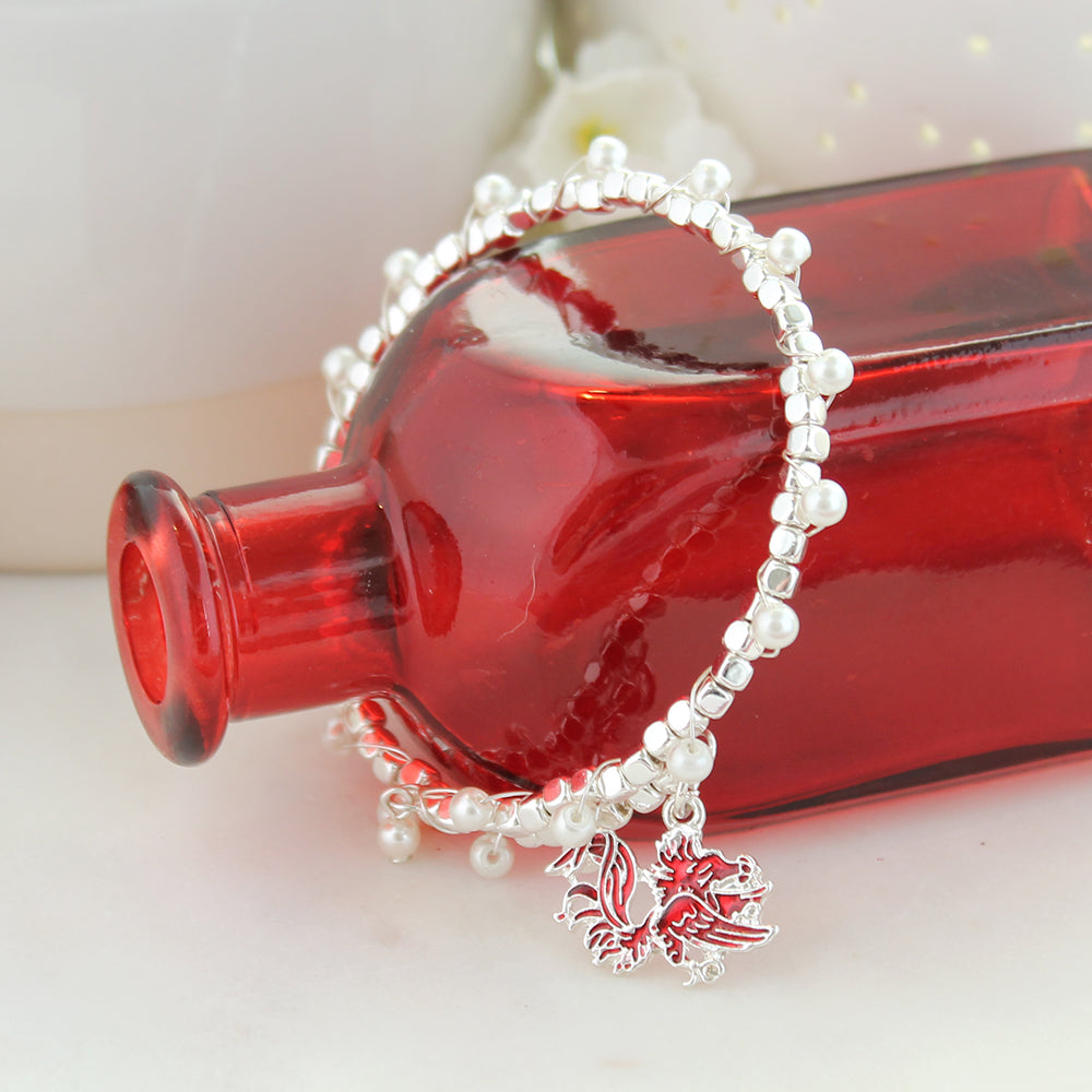 South Carolina Enamel Logo & Pearl Bracelet