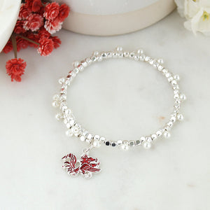 South Carolina Enamel Logo & Pearl Bracelet