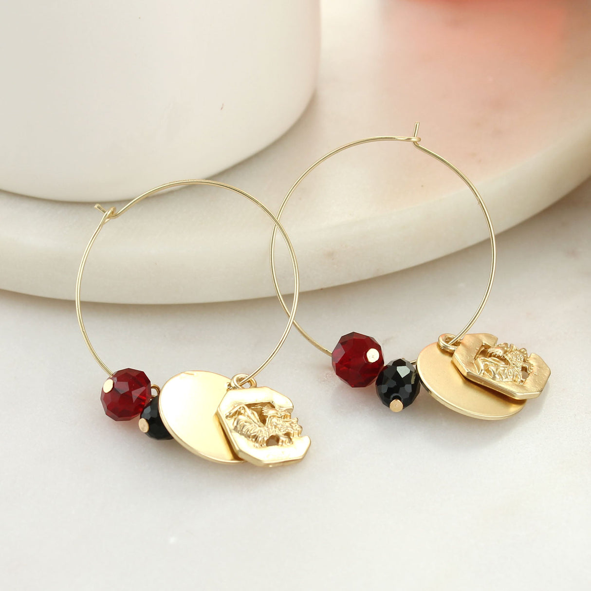 South Carolina Matte Gold Logo Hoop Earrings