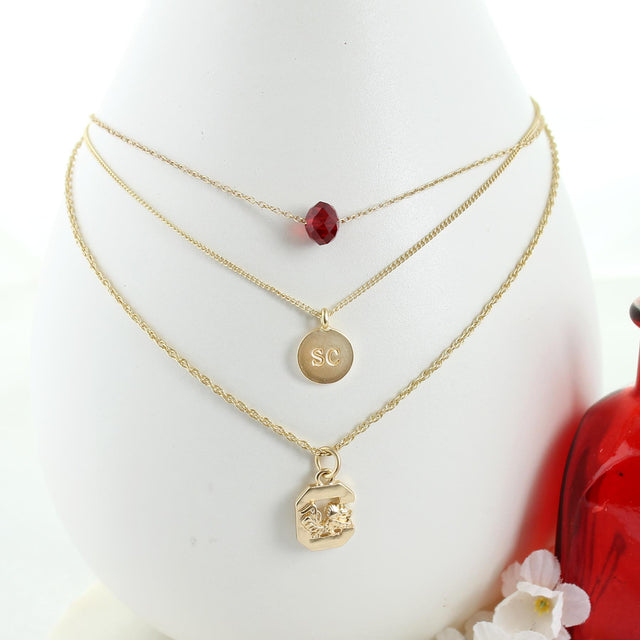 16” - 20” South Carolina Matte Gold Logo Trio Necklace Set