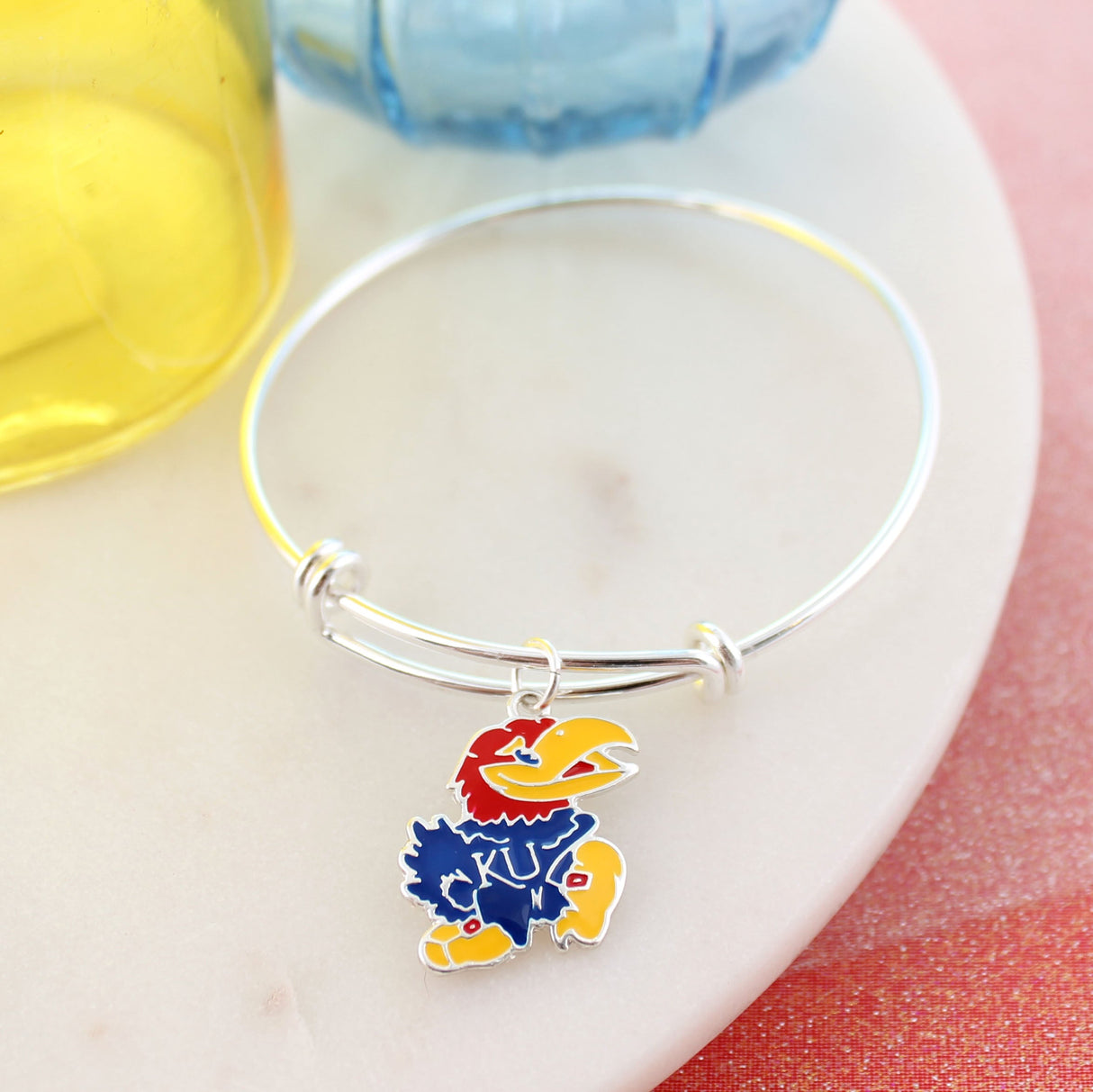 Kansas Enamel Logo Wire Bracelet