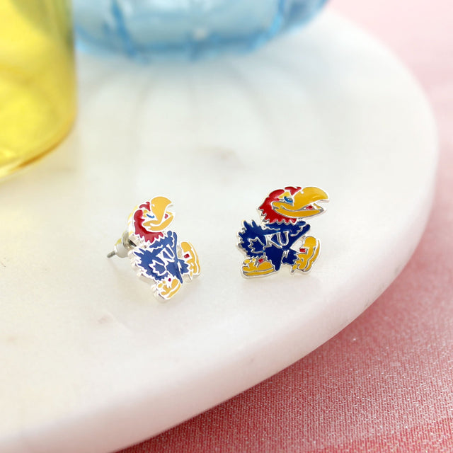 Kansas Enamel Logo Stud Earrings