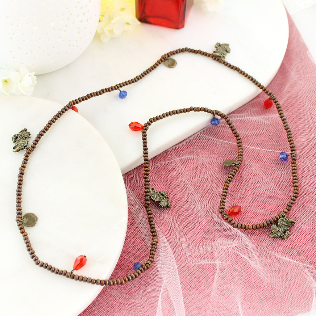 Kansas Wood Bead Stretch Necklace/Bracelet