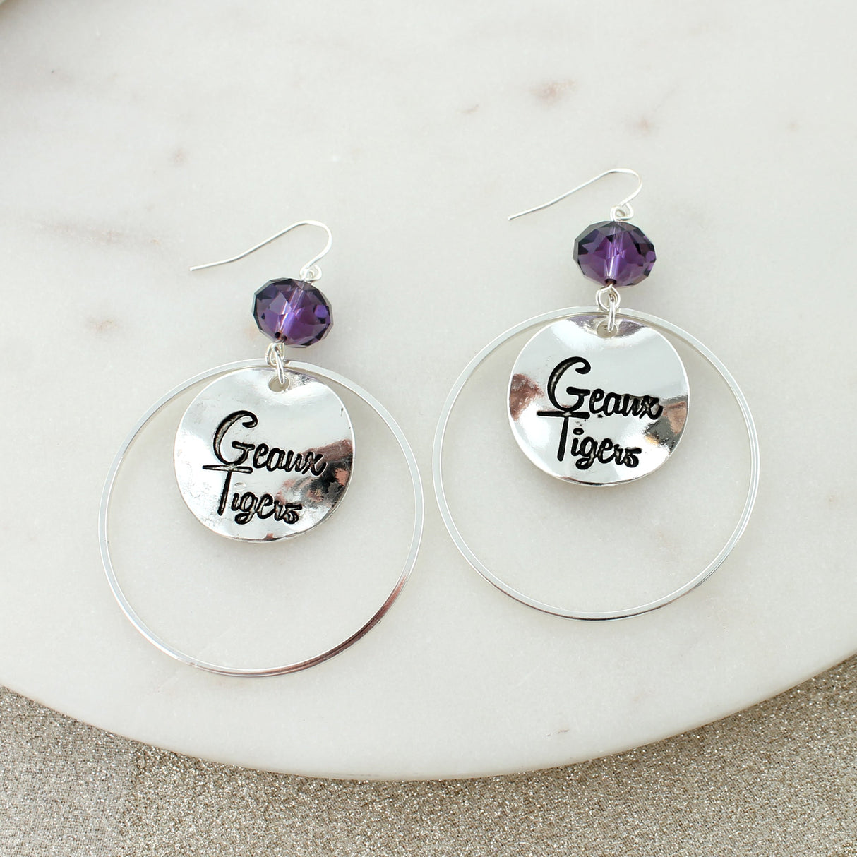 LSU Slogan Disc Earrings