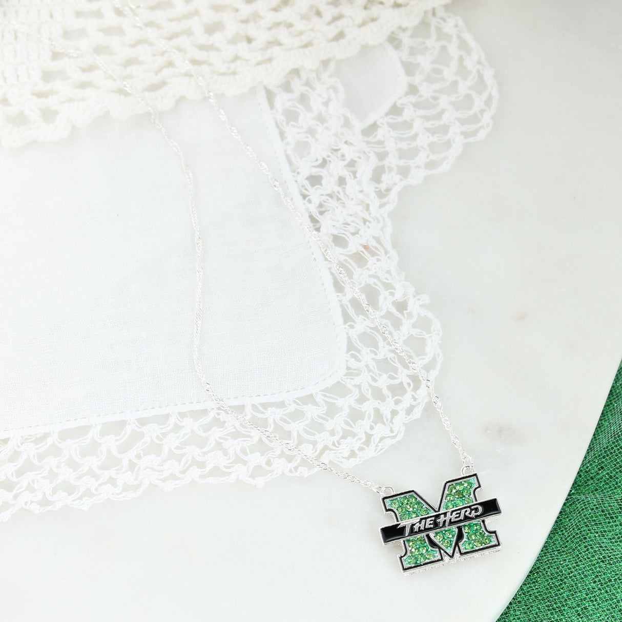 Marshall Crystal Logo Necklace