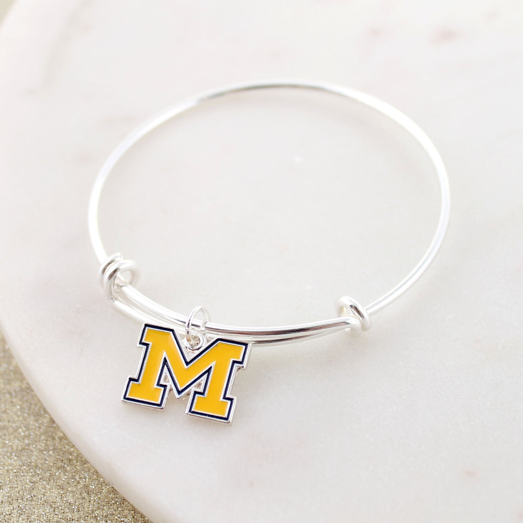 Michigan Enamel Logo Wire Bracelet