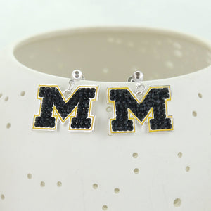 Michigan Crystal Logo Earrings