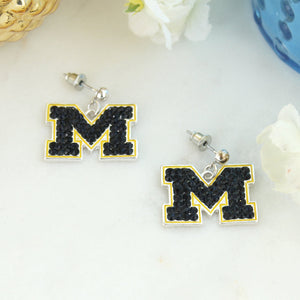 Michigan Crystal Logo Earrings