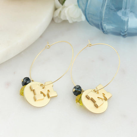 Michigan Matte Gold Logo Hoop Earrings