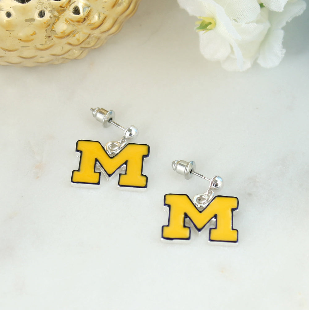 Michigan Enamel Logo Earrings