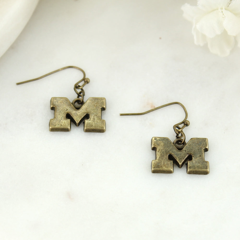 Michigan Vintage Style Logo Earrings