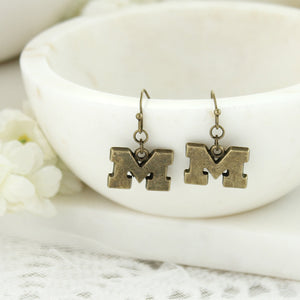 Michigan Vintage Style Logo Earrings