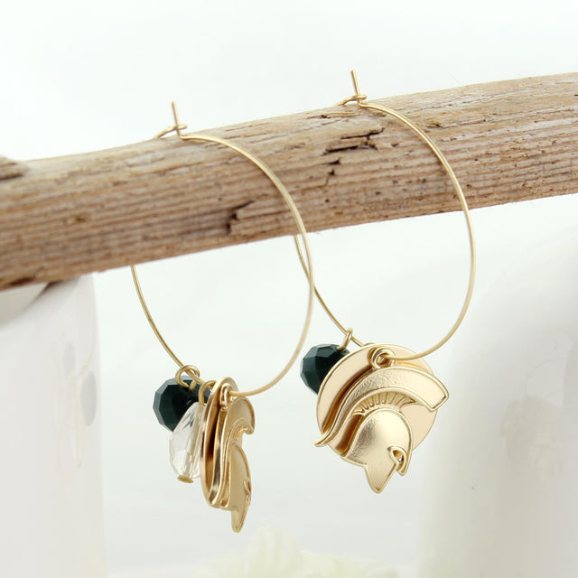 Michigan State Matte Gold Logo Hoop Earrings