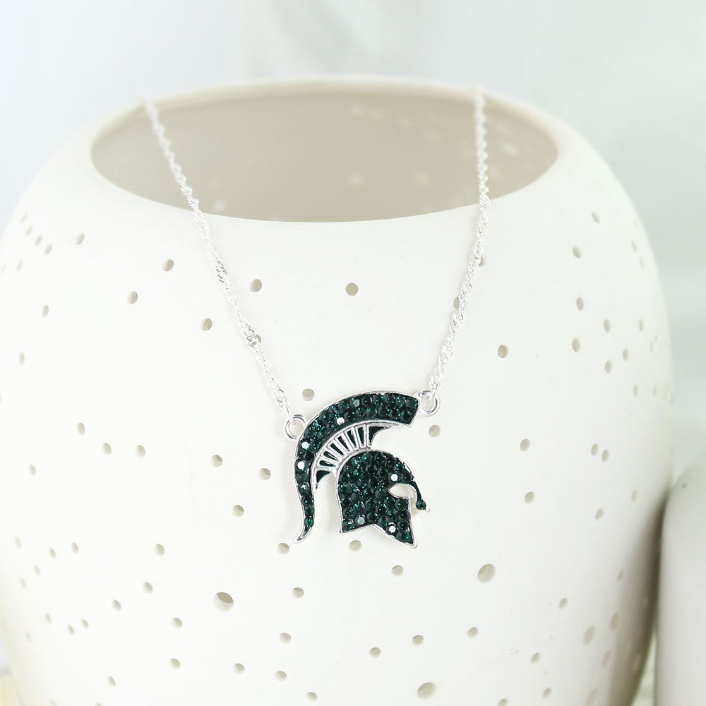 Michigan State Crystal Logo Necklace
