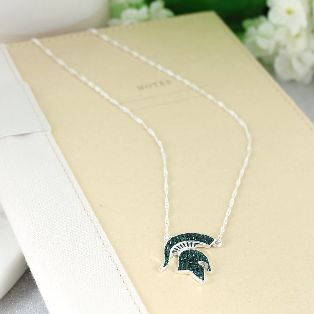 Michigan State Crystal Logo Necklace